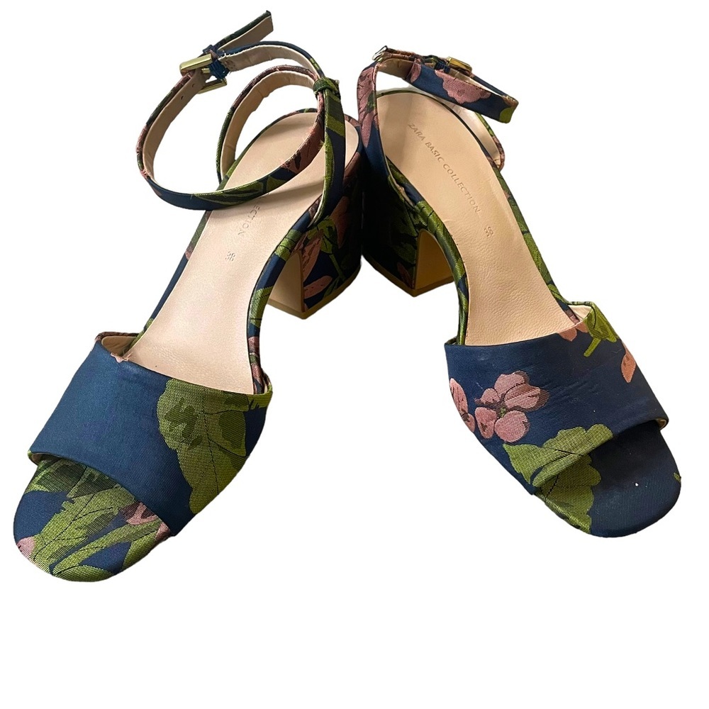 Zara Basic Collection Block Ankle Strap Sandal He… - image 3